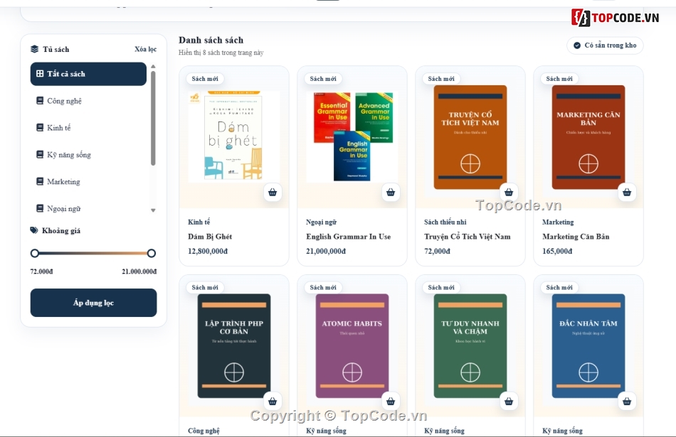mới nhất,đồ án bán sách,Web bán hàng sách